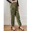 image:imageAllegra K Womens Satin Pants Tie Elastic High Waist Satin Cargo JoggersGreen