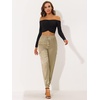 image:imageAllegra K Womens Satin Pants Tie Elastic High Waist Satin Cargo JoggersKhaki