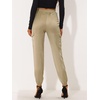 image:imageAllegra K Womens Satin Pants Tie Elastic High Waist Satin Cargo JoggersKhaki
