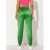 image:imageAllegra K Womens Satin Pants Tie Elastic High Waist Satin Cargo JoggersLight Green
