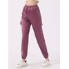 image:imageAllegra K Womens Satin Pants Tie Elastic High Waist Satin Cargo JoggersPink Purple