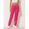 image:imageAllegra K Womens Satin Pants Tie Elastic High Waist Satin Cargo JoggersRose Red