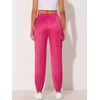 image:imageAllegra K Womens Satin Pants Tie Elastic High Waist Satin Cargo JoggersRose Red
