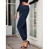 image:imageAllegra K Womens Satin Pants Tie Elastic High Waist Satin Cargo JoggersRoyal Blue
