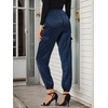 image:imageAllegra K Womens Satin Pants Tie Elastic High Waist Satin Cargo JoggersRoyal Blue
