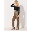 image:imageAllegra K Womens Satin Pants Tie Elastic High Waist Satin Cargo JoggersTan