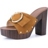 image:imageAllegra K Women Faux Suede Buckle Slip on Platform Chunky Heels SandalsBrown