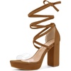 image:imageAllegra K Women Faux Suede Platform Lace Up Clear Chunky Heels SandalsBrown