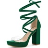 image:imageAllegra K Women Faux Suede Platform Lace Up Clear Chunky Heels SandalsDark Green