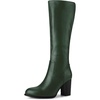 image:imageAllegra K Women Round Toe Block Heeled Knee High Boots Side ZipperDark Green