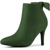 image:imageAllegra K Women Suede Pointed Toe Stiletto Heel Side Zip Ankle BootsGreen