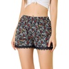 image:imageAllegra K Women Summer Floral Printed Lace Trim Elastic Waist ShortsNavy BlueyellowRed