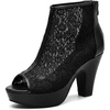 image:imageAllegra K Womens Lace Open Toe Boots Platform Ankle BootsBlack