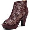 image:imageAllegra K Womens Lace Open Toe Boots Platform Ankle BootsBurgundy