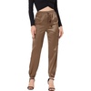 image:imageAllegra K Womens Satin Pants Tie Elastic High Waist Satin Cargo JoggersTan