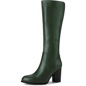 image:imageAllegra K Women Round Toe Block Heeled Knee High Boots Side ZipperDark Green