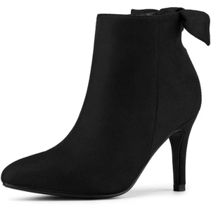 image:imageAllegra K Women Suede Pointed Toe Stiletto Heel Side Zip Ankle BootsBlack