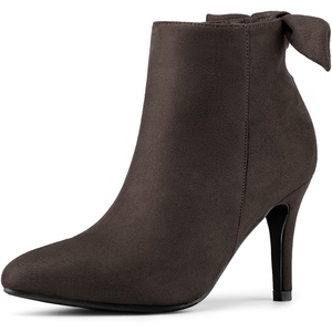 image:imageAllegra K Women Suede Pointed Toe Stiletto Heel Side Zip Ankle BootsCoffee
