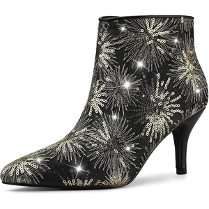 image:imageAllegra K Womens Glitter Sparkle Lace Stiletto Heels Party Sequin Ankle BootsBlack Gold