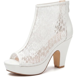 image:imageAllegra K Womens Lace Open Toe Boots Platform Ankle BootsWhite