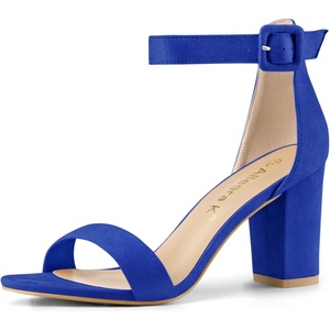 image:imageAllegra K Womens Open Toe Chunky High Heel Buckle Ankle Strap SandalsDark Blue
